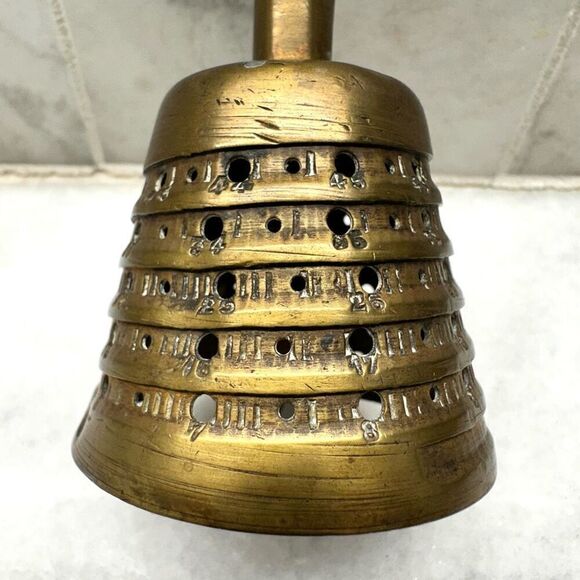 Rare Vintage Trench Art WW2 Bullet Military Brass Bell with Sounding Numbers - Picture 2 of 3